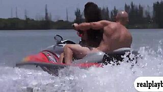 Watch these cute teens in a wild foursome on the speedboat?