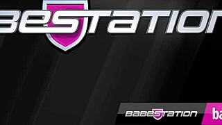 petite redhead eva ray fucks her toy in the kitchen