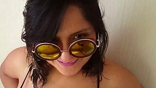 i got this bbw latina squirting and swallowing cum with her super tongue in a bikini belly session