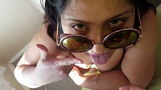 i got this bbw latina squirting and swallowing cum with her super tongue in a bikini belly session