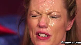 nasty doll receives jizz load swallowing love juice