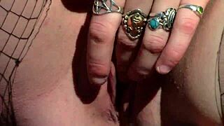 Sweet Slender Brunette Fingers Her Pussy and Uses Vibrator Outdoors in Nature