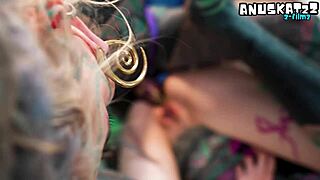 inexperienced tattooed hippie babe gets her first anal lesson from a kinky alt pornstar