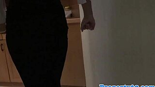 Busty realtor rides client's cock hard after blowjob!