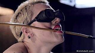 blonde slave in gas mask gets tormented with rough fucking 😈