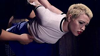 blonde slave in gas mask gets tormented with rough fucking 😈