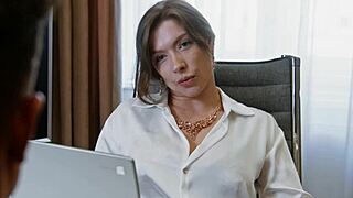 Lesbian Accountant Discovers Blowjob Fun And Has First Sex With Man In Office