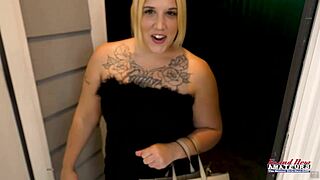 Curvy Inked Blonde Logan Lace Receives Gentle Fingering and Drilling