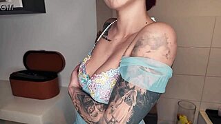 Horny European Redhead In Latex Fetish Teases Naked Tits