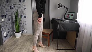 Office Worker Shows Off Ass In Super Tight Trousers!