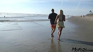 Blonde amateur with big tits gives a blowjob!