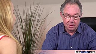 Blonde teen Rebecca's math lesson turns naughty