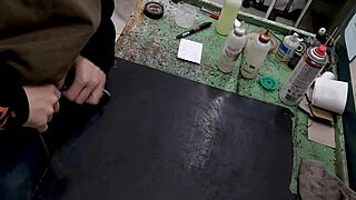 Masturbating On My Workbench At Work With Big Cock