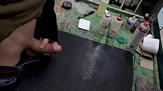 Masturbating On My Workbench At Work With Big Cock