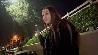 italian hot milf artemisia love enjoys a solo smoking session outdoors with long hair flowing