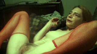 red stockings lover passionately engages with big black cock