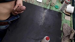 Masturbating On My Workbench At Work With Big Cock