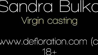 Watch chubby Sandra Bulka's virgin casting and masturbation session unfold