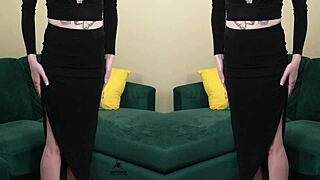 Two Piece Black Outfit Deep Plunging Neck Lookshot On Kit Summers