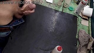 Masturbating On My Workbench At Work With Big Cock