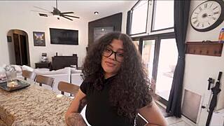 My step daughter needs a place to stay, and she moans so loud during creampie sex