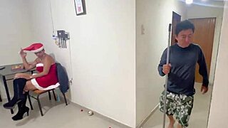 Busty Stepdaughter Gives New Year Gift To Perverted Old Stepdad