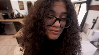 My step daughter needs a place to stay, and she moans so loud during creampie sex