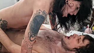 Skinny Tattooed Girl Gets Hard Fucked Deepthroated And Creampied Right In Front Of Her Best Friend