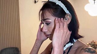 Veronica Leal's wet maid tongue play