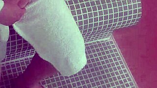 Slut wife fucks stranger at the sauna. Bent over doggystyle with creampie.