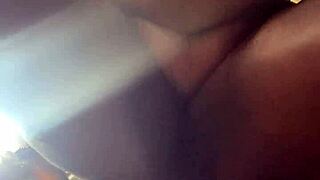 big ass ebony bounces on big black dick, moaning loudly in homemade creampie