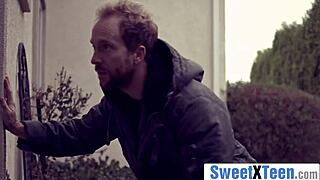 Cute petite teen dominated by creepy big dick stalker!