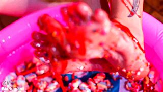 making her feet totally messy with domination