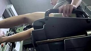 Extreme squirting in the gym