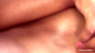 He Oils Brunette's Black Booty Before Thick Creampie