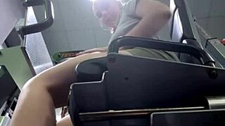 Extreme squirting in the gym