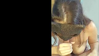 beauty girl gives a blowjob