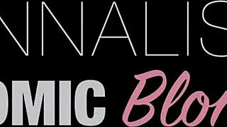 lucky photographer, the blonde model masturbates with a monster dildo in front of him