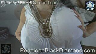 penelope black diamond gives sloppy blowjob with gigantic sunglasses