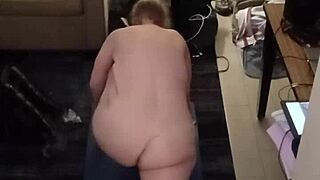 hot milf with massive natural tits performs intense naked yoga poses