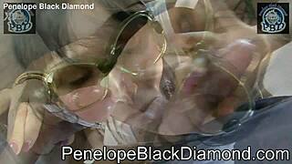 penelope black diamond gives sloppy blowjob with gigantic sunglasses