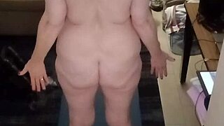 hot milf with massive natural tits performs intense naked yoga poses