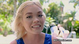 three sexy gymnasts perform acrobatic blowjobs on cocks outdoors in a group scene