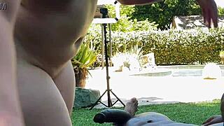 naughty bombshell ivy mayhem convinces the pool guy ray black to join her while her husband is away