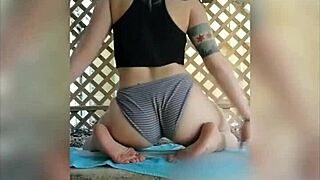 The curvy milf fucks her pierced pussy outside like a slut