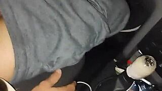 Young wife gets app car, sucks driver, gets milk on tits