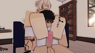 a guy gets footjob from a cutie roblox