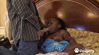 Black midget sucks of a white boner 😈