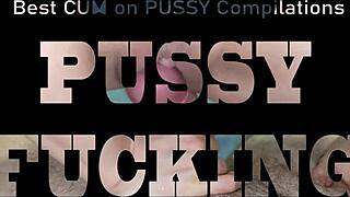 accidental creampie compilation video, asian babe screaming in lingerie, cum covered pussy close up