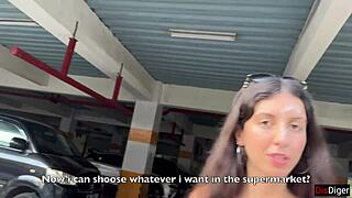 Walking Through Supermarket With Cum On Face After Outdoor Blowjob